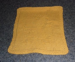 Handmade Knit Cute Welsh Pembroke Corgi Dog Yellow Gold Dishcloth 9 Inch New - £6.66 GBP