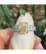 Igi 3.71Ctw Vif Jaune Radiant Coupe Labo Grown Anneau Fiançailles Diaman... - $2,223.20