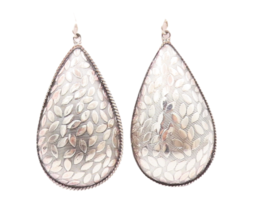 925 Sterling Silver Vintage Earrings DOUG PAULUS Drop Shape Leaf Carved  EG12989 - $69.38