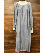 Carol VTG Nightgown USA Med Granny Cottage Smock Mock Neck Cotton Blue P... - $1,008.45 MXN