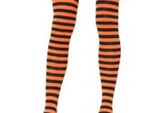 Neue Orange &amp; Schwarze Streifen Blickdicht mit Fuß Strumpfhose Nylons On... - $12.81