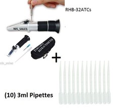 SOFTCASE! 0-32%ATC Brix Refractometer Wine Beer CNC + (10) 3ml Pipettes - £19.44 GBP