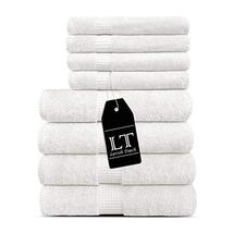 Lavish Touch 100% Cotton 600 GSM Melrose 8 pc Set of 4 Bath 4 Hand Towels White - $42.74