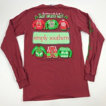 Simply Southern Tacky Christmas Sweater Party L/S T-Shirt Ugly Brick Red Sz S - £8.50 GBP