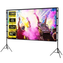 Projector Screen With Stand Portable Projection Screen 16:9 4K Hd Projec... - £71.96 GBP