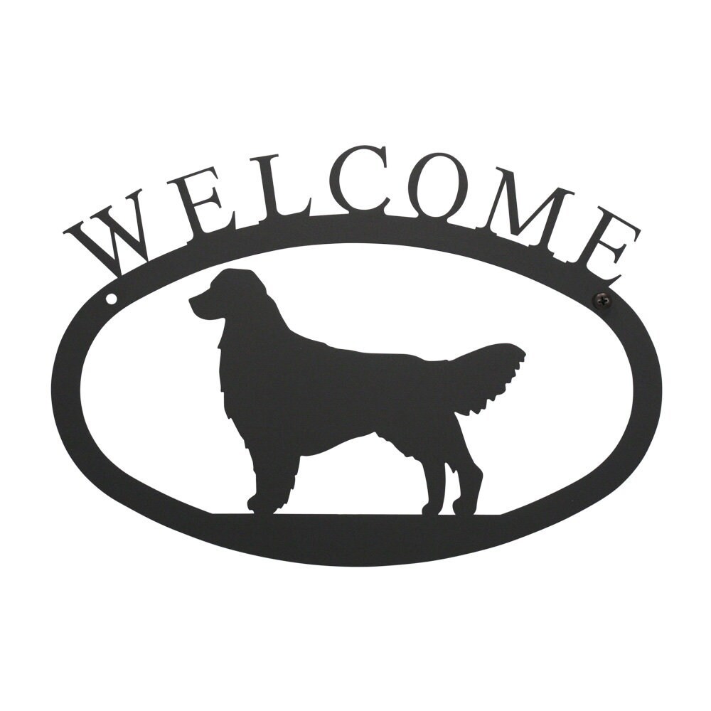 Golden Retriever or Black Lab Powder-coated Black House Welcome Signs 11" x 7" o