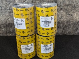 4 Rolls Genuine Zebra 4.02&quot; x 1476&#39; Thermal 6000 Wax Ribbons Black 06000... - $39.99