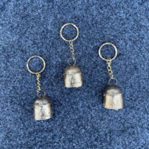 Handmade Small Tin Metal Bells with Keychain - 1.5 Inch (Pack of 3) - £7.49 GBP