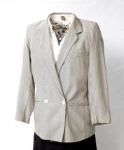 Womens Pinstripe Suit Blazer Jacket Designer DKNY Donna Karan Blue White Size S - £43.50 GBP