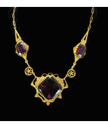 Victorian Amethyst necklace Bohemian Necklace glass Vintage art deco - £203.83 GBP
