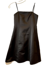 David&#39;s Bridal Black Spaghetti Strap A Line Satin Cocktail Dress Fits Size 0 - $18.99