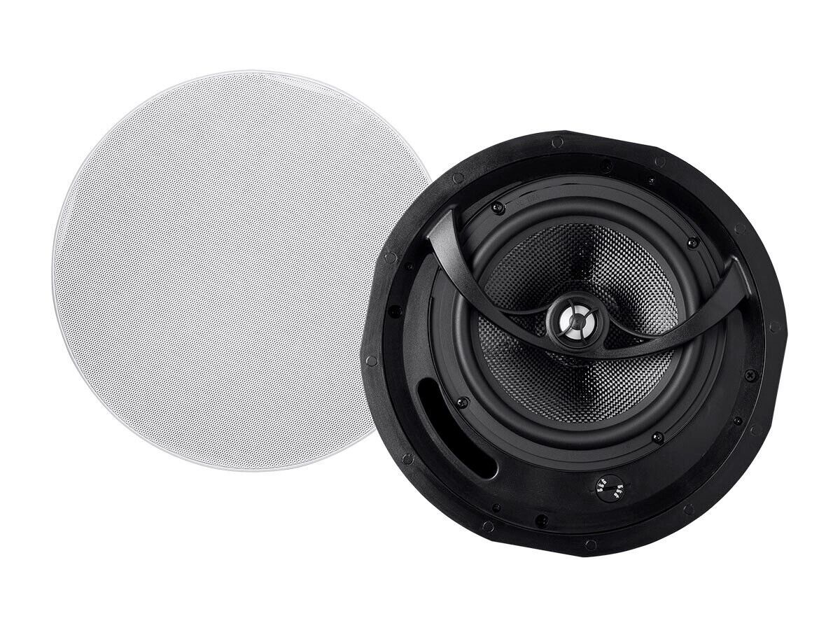 Monoprice 2-Way Carbon Fiber In-Wall Speakers 8 Inch (Pair) 12 WATTS 13683 - New - $130.55