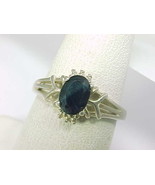 Natural SAPPHIRE Oval-Cut Gemstone Vintage RING in Sterling Silver - Siz... - £67.94 GBP