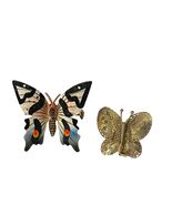 Vintage Butterfly Brooch Lot Enamel Moth Gold Tone Filigree Pins Set - $14.40