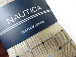 Men's  Nautica Tie and Hankie Set Woven Silky Feel #Nautica-1 Beige image 2