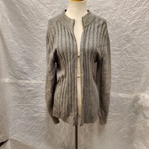 Halston Women&#39;s Gray Zip Up Sweater, Size 42 - £31.27 GBP