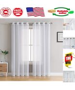 Stylish 72 Inch White Semi-Sheer Voile Curtains - Grommet Top for Easy H... - $43.35 CAD