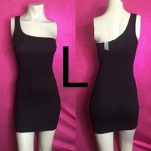 Black Ribbed Off Shoulder Mini Bodycon Dress~Size L - $18.70