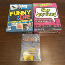 Hasbro Lot Of 3 Family Games Funny Or Die Say Anything &amp; Scene It Movie Pack New - £22.49 GBP