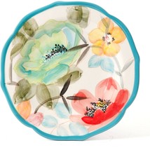 Four (4) Pioneer Woman ~ Turquoise ~ Vintage Bloom ~ 8.5&quot; Ceramic Salad Plate - £44.14 GBP