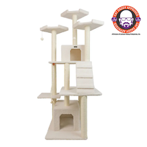 Real Wood B8201 Classic Ivory Multi-Level Cat Tree with Ramp - 82 Inches Tall - £387.23 GBP