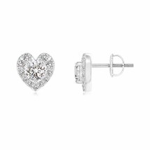 ANGARA 0.32 Ct Diamond Stud Earrings with Heart-Shaped Halo in 14K Solid Gold - $647.10