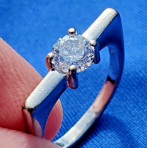Original EARTH MINED DIAMOND Engagement Ring Geometric Design Solitaire 14K GOLD - $6,455.25