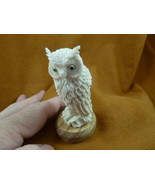 (OWL-W23) white gray Horned Owl shed ANTLER figurine Bali detailed carvi... - £69.29 GBP