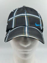 Nike Golf Plaid Hat Cap Black Blue Lightweight Adjustable Strapback - $12.59