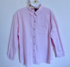 Eddie Bauer Boyfriend Fit Button Down Shirt 2XL Woman Pink Cotton Top Bl... - $19.99