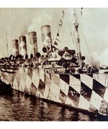 Mauritania Camo Battleship New York Harbor 1920s WW1 Navy Military GrnBin2 - $761.39 MXN