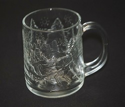 Luminarc USA Clear Glass Hot Chocolate Mug w Horse Drawn Sleigh Christma... - $12.86
