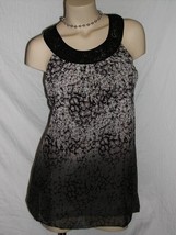 Small Sleeveless Shirt Black Grey Anamil Print Ombre Tiered Back Andree by Unit - £3.89 GBP