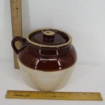 USA Lidded Boston Bean Pot Large Soup Crock 3 Crown USA Stoneware Pottery VTG - £47.46 GBP