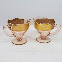 Antique Liberty Works Glass Pleat &amp; Panel Depression Creamer Sugar Bowls... - $20.57