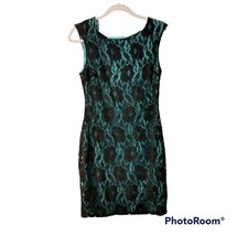 Women&#39;s Suzy Shier Green and Black Lace Overlay Dress Size Medium - £17.08 GBP