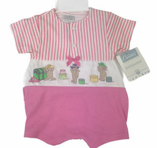 Vintage Carters Romper Outfit For Infant Girls 0-3 Months Pink White One Piece - £29.16 GBP