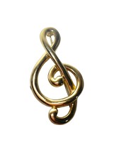 Vintage P.E.P. Erwin Pearl PEP Gold Tone Treble Clef Music Note Brooch Pin - £37.71 GBP