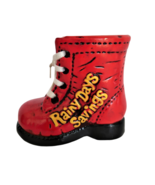 Rainy Days Savings Childrens Bank Boot Red Ceramic Laces Vintage Decor - $19.99