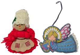 Hallmark Vintage Mrs Santa &amp; Angel Music 2Pc. Set Christmas Yarn Cloth O... - $31.68