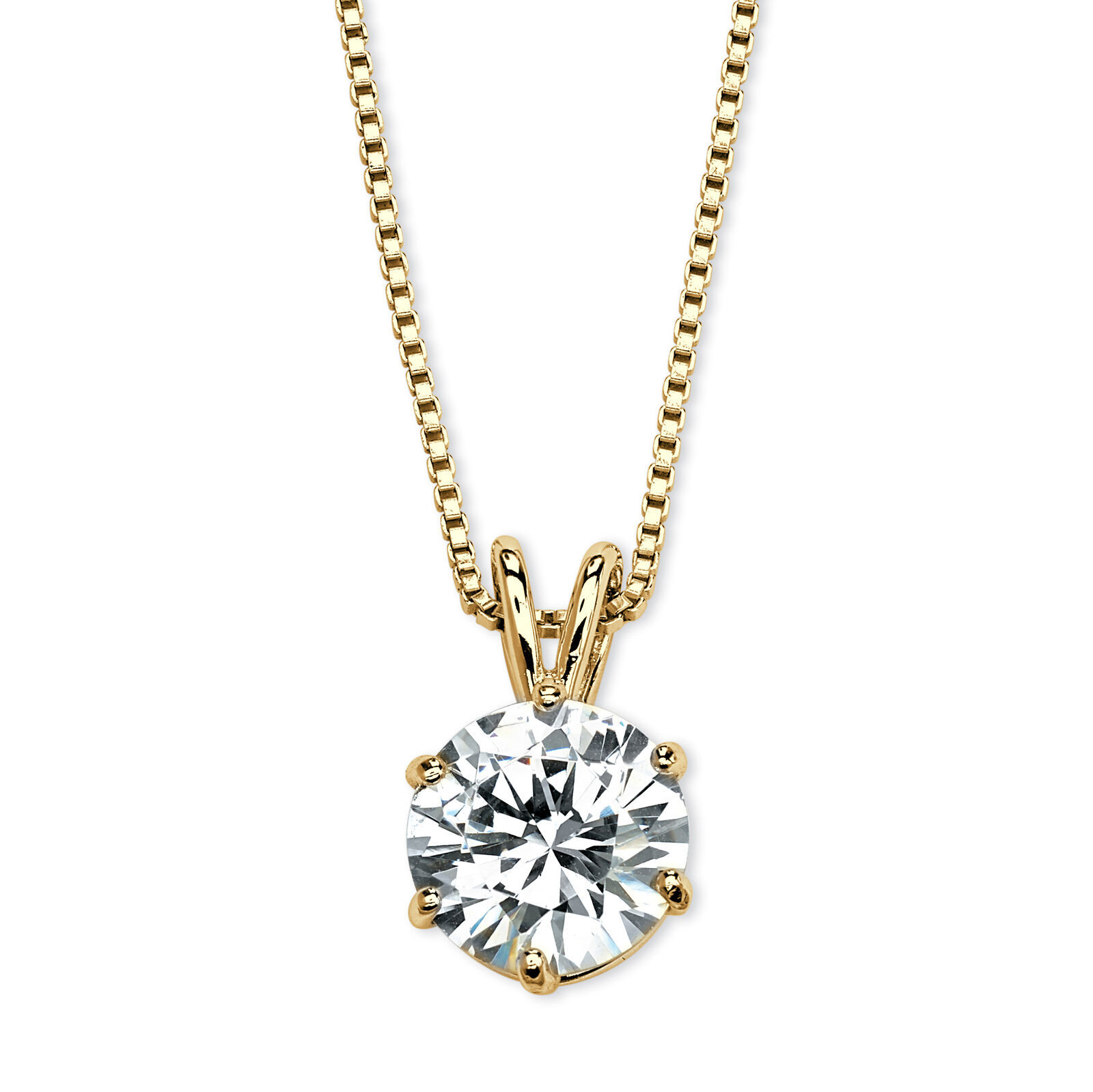 PalmBeach Jewelry CZ 14k Gold-plated Silver Solitaire Pendant 18" - £35.05 GBP