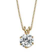 PalmBeach Jewelry CZ 14k Gold-plated Silver Solitaire Pendant 18&quot; - £35.46 GBP
