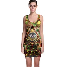 Streetwear Sexy Bodycon Dress Illuminati all seing eyes psychedelic trippy - £23.17 GBP