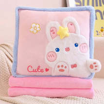 Cute Cartoon Plush Pillow+Carpet 2 In 1 Soft Stuffed Office Homdecor Sleeping bl - £8.05 GBP+