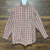 Wrangler Western Shirt Mens XL Red Plaid Rugged Wear Rodeo Cowboy Equest... - $18.04