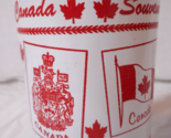 Souvenir of Canada Travel 3&quot; Drinking Glass Frosted Red White Enamel Gil... - £7.02 GBP