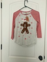 Poof Merry Christmas Girls Gingerbread Man Print Shirt Holiday Size Large - $39.60
