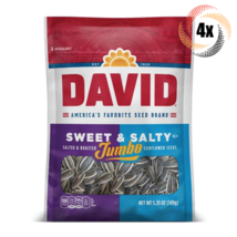 4x David Jumbo Sweet &amp; Salty Flavor Sunflower Seed Bags 5.25oz Salted &amp; ... - £15.80 GBP