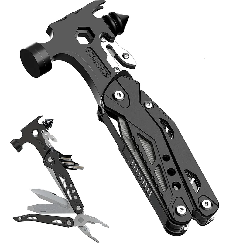 Upgraded 16 in 1 Hammer Multitool with Bag Outdoor Multi Tools Camping Survival - £32.11 GBP
