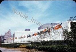 1950s United Nations Building with Flags New York Retail Slide - £2.59 GBP